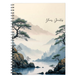 Misty Mountain River Chinese Ink Painting Notebook