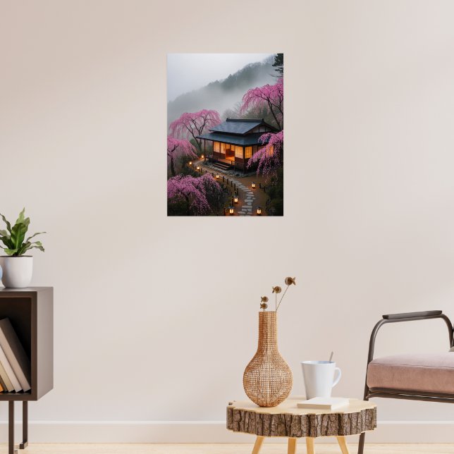 Misty Mountain Teahouse – Enchanted Japan Wall Art (Living Room 3)