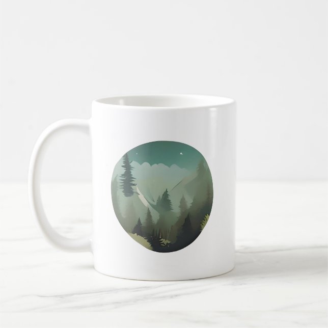 Misty Mountain Valley: A Quiet Wilderness Escape Coffee Mug (Left)