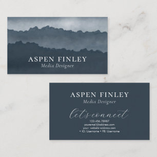 Misty Mountain Watercolor Blue-Gray Business Card 