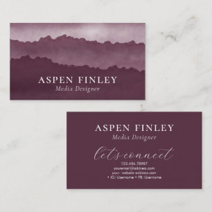 Misty Mountain Watercolor Dark Red Business Card