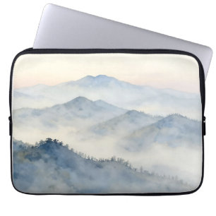 Misty Mountain Watercolor Landscape Laptop Sleeve