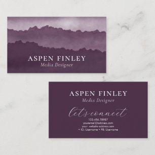 Misty Mountain Watercolor Purple Business Card 