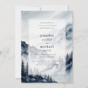 Misty Mountain Watercolor Wedding Invitation