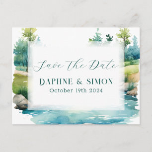 Misty Mountain Wedding Announcement Postcard