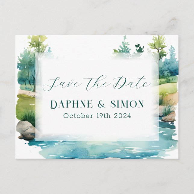 Misty Mountain Wedding Announcement Postcard (Front)