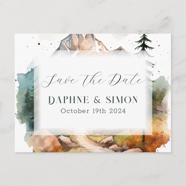 Misty Mountain Wedding Announcement Postcard (Front)