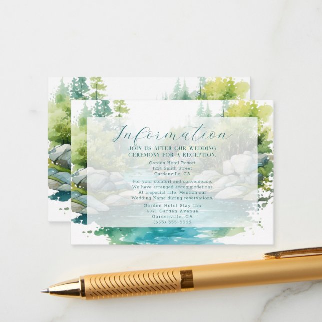 Misty Mountain Wedding Enclosure Card (Front/Back In Situ)
