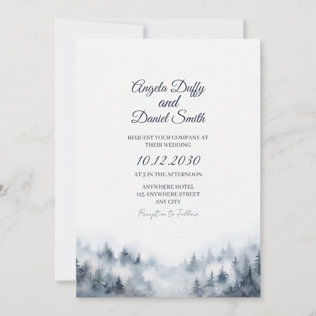 Misty Mountain Wedding Invitation (Front)