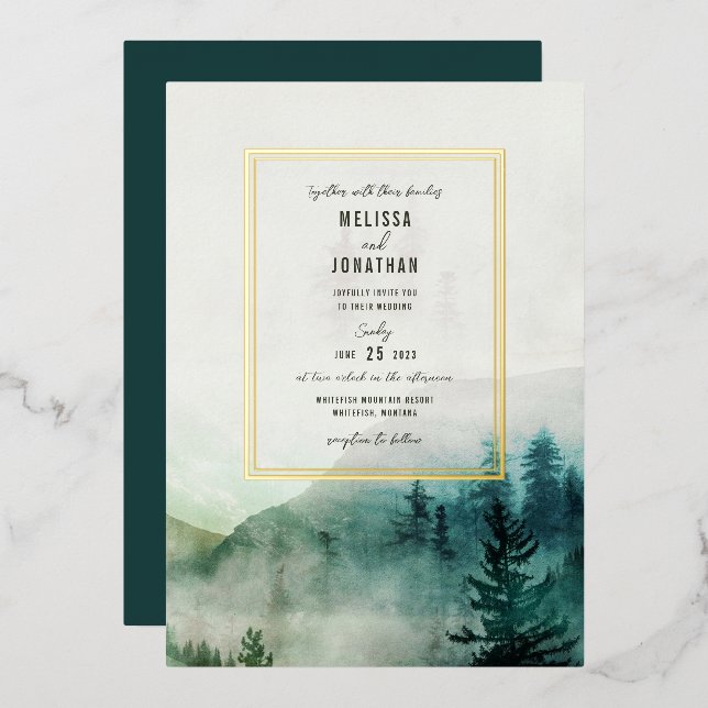 Misty Mountain Wedding Invitation (Front/Back)