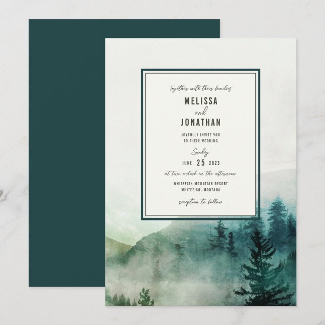 Misty Mountain Wedding Invitation (Front/Back)