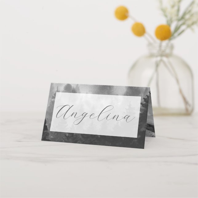 Misty Mountain Wedding Place Card (Front)