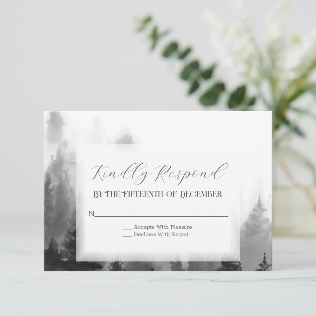 Misty Mountain Wedding RSVP Card (Standing Front)