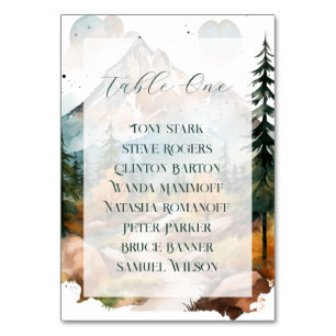 Misty Mountain Wedding Table Number