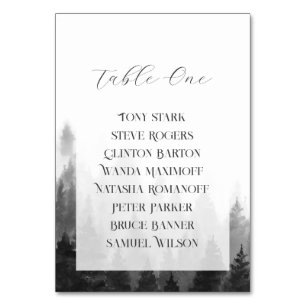 Misty Mountain Wedding Table Number