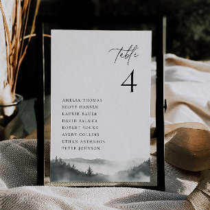 Misty Mountain Wedding Table Seating Card