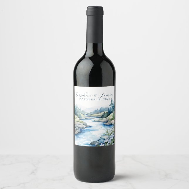 Misty Mountain Wedding Wine Label (Front)