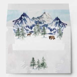 Misty Mountain Winter Forest Return Address Envelope