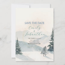 Misty Mountain Winter Wedding Save the Date