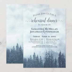 Misty Mountains Blue Wedding Rehearsal & Dinner Invitation