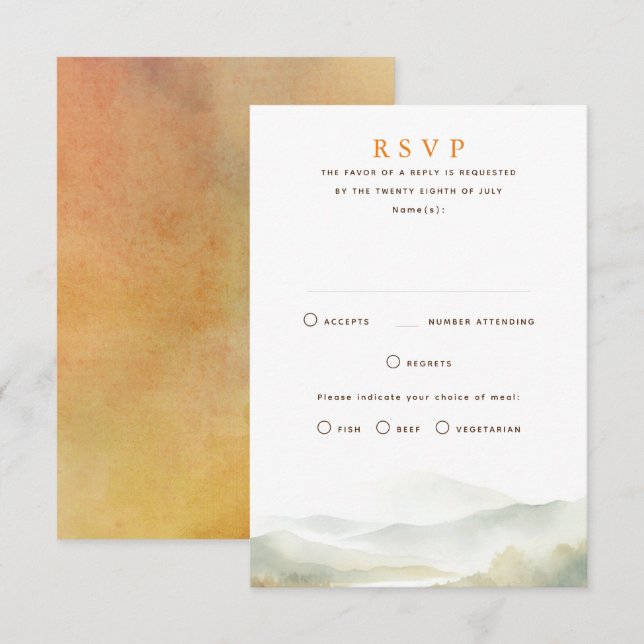 Misty Mountains Fall Wedding RSVP Cards (Front/Back)