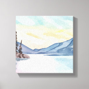 Misty Mountains   Lake Tahoe Watercolor Canvas Print