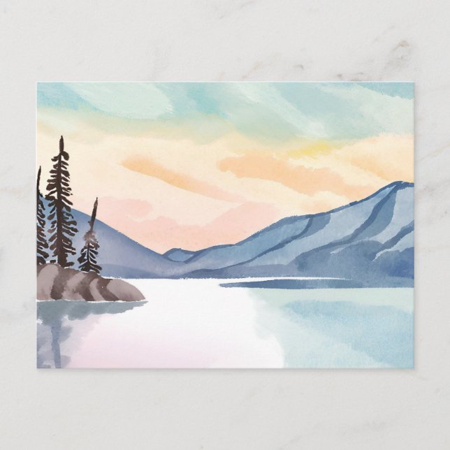 Misty Mountains | Lake Tahoe Watercolor Postcard (Front)