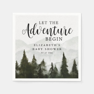 Misty Mountains Pine Forest Adventure Baby Shower Napkin