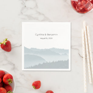 Misty Mountains Range Wedding Personalised Napkin