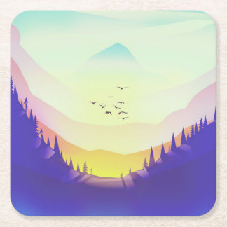 Misty Mountains Square Paper Coaster