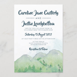 Misty Mountains Watercolor Wedding Invitation