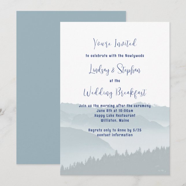 Misty Mountains Wedding Breakfast Invitation (Front/Back)