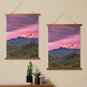 Misty mountaintop hanging tapestry