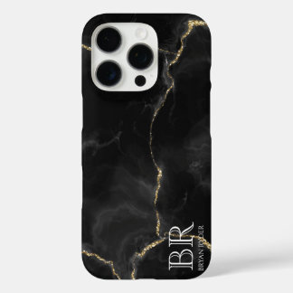 Misty Night Gold Glitter Marble Customisable iPhone 16 Pro Case