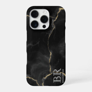 Misty Night Gold Glitter Marble Customisable iPhone 16 Pro Case