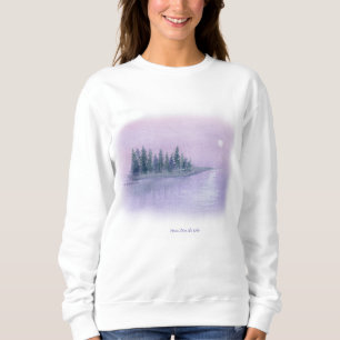 Misty Night Purple Haze Moon Risen over Lake Sweatshirt