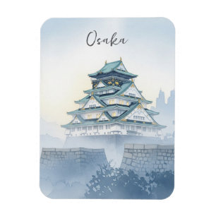 Misty Osaka Castle Japan Watercolor Magnet