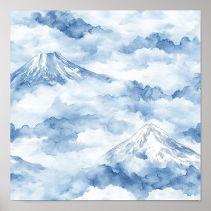 Misty Peaks – Watercolor Mountain Landscape (10) Poster