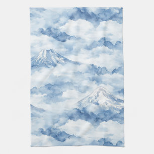 Misty Peaks – Watercolor Mountain Landscape (10) Tea Towel