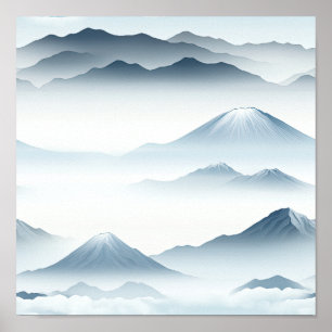 Misty Peaks – Watercolor Mountain Landscape (4) Poster