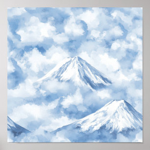 Misty Peaks – Watercolor Mountain Landscape (8) Poster