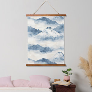 Misty Peaks – Watercolor Mountain Landscape (9) Hanging Tapestry
