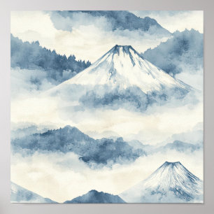 Misty Peaks – Watercolor Mountain Landscape (9) Poster