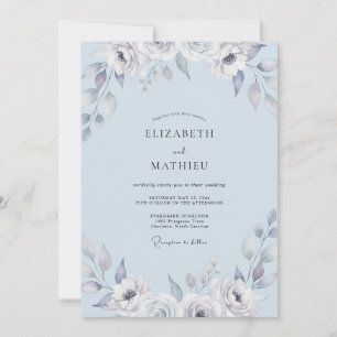 Misty Periwinkle Foliage Eucalyptus Wedding Invitation