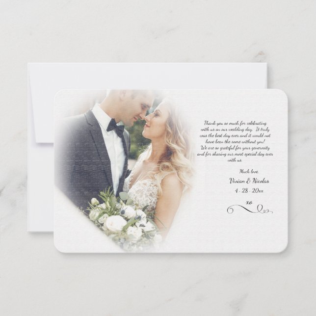 Misty Photo Wedding Thank You Card (Front)
