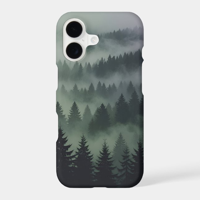 Misty Pine Forest Phone Case | Dark Green (Back)