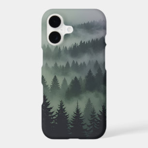 Misty Pine Forest Phone Case Dark Green