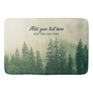 Misty Pine Forest Trees Custom Keepsake Bath Mat