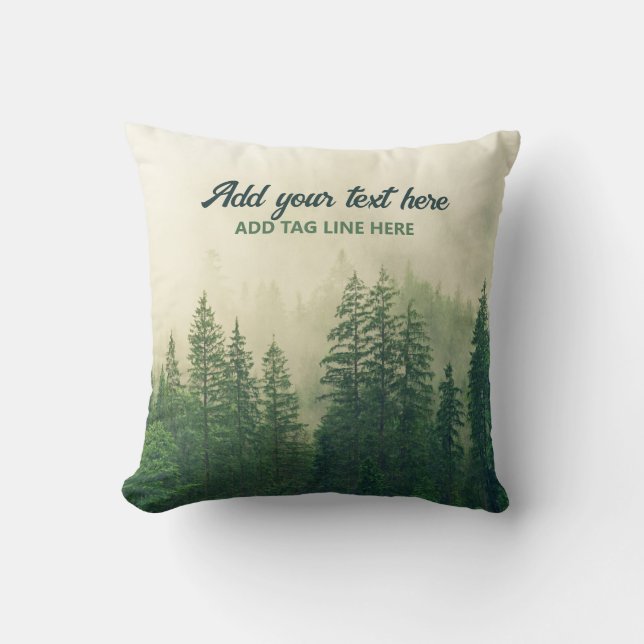 Misty Pine Forest Trees Custom Keepsake Cushion (Front)