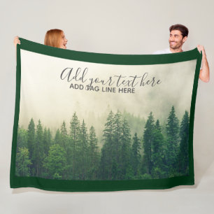 Misty Pine Forest Trees Custom Keepsake Fleece Blanket